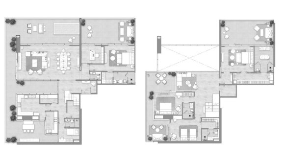 Планировка квартиры 4 спальни в ЖК Kempinski Marina Residences № 11029 (2D)