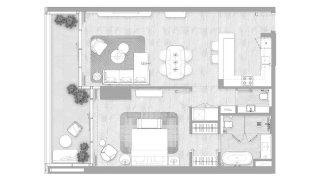 Планировка квартиры 1 спальня в ЖК Kempinski Marina Residences № 11033
